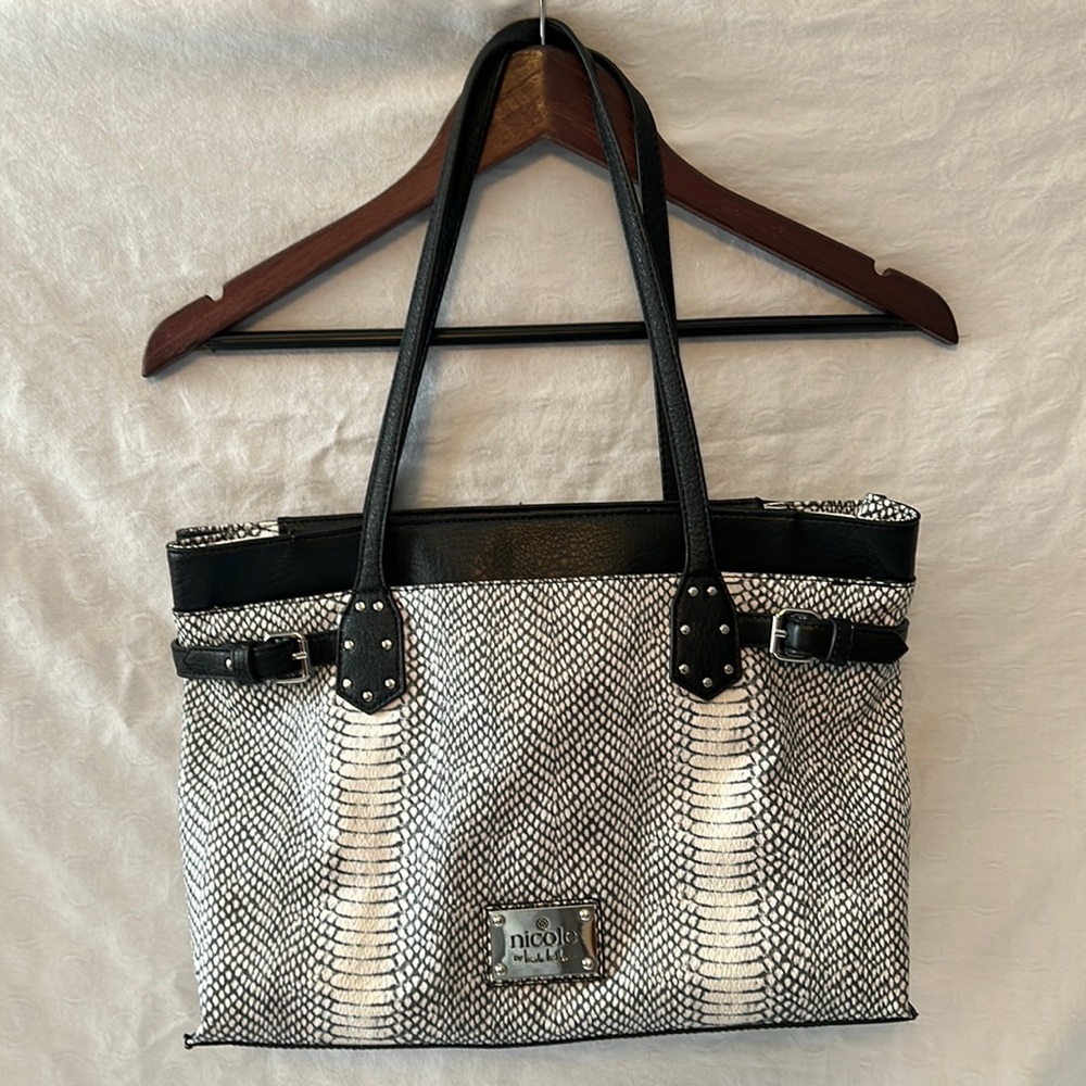 Nicole by Nicole Miller Faux Snake Skin Pattern Purse.